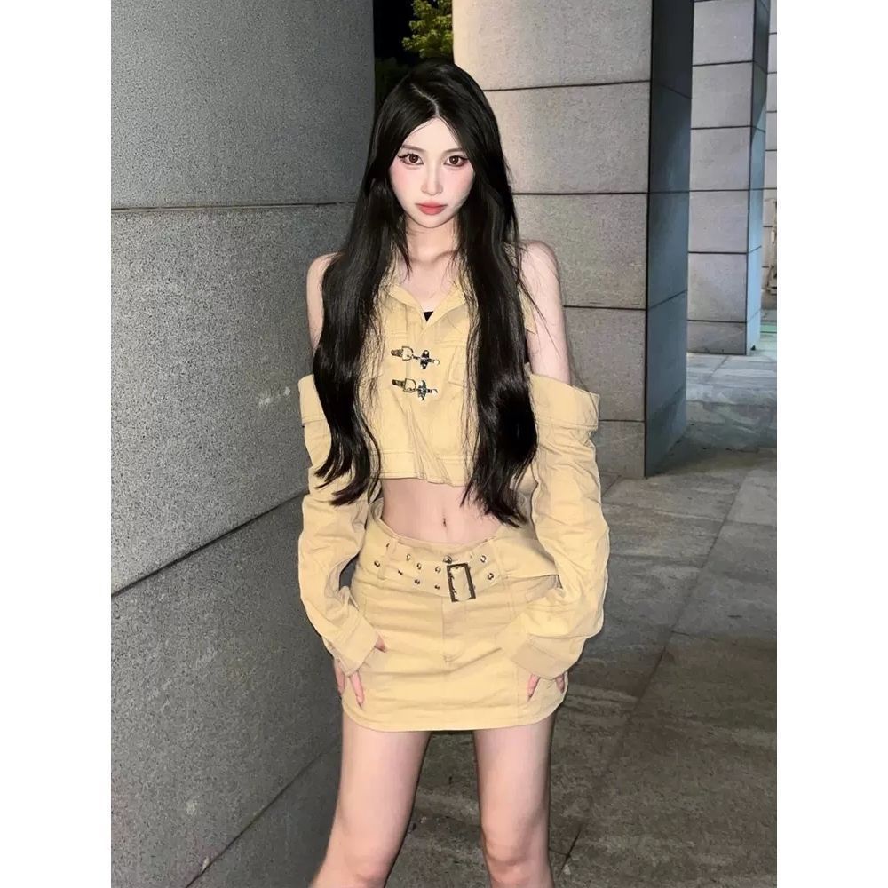 Set Áo Trễ Vai Và Chân Váy Phong Cách Mỹ Thời Trang Xinh Xắn Cho Nữ