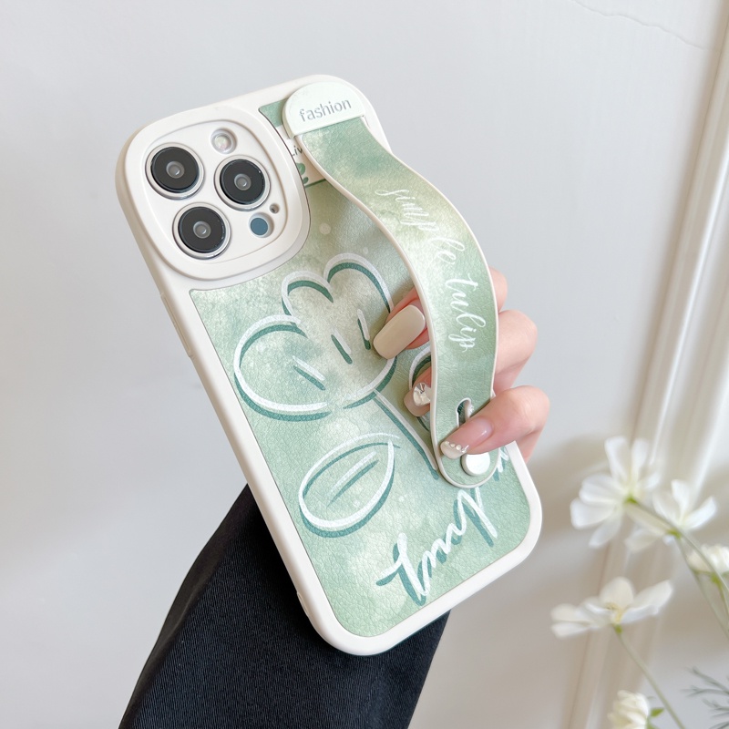 Ốp Điện Thoại Họa Tiết Hoạt Hình Gấu Hồng Kèm Dây Đeo Cổ Tay Chống Sốc Cho Iphone