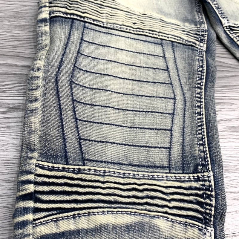 Quần jean Skinny bụi Nam vải nhăn đùi gối phối khoá zip ngang QJ138P