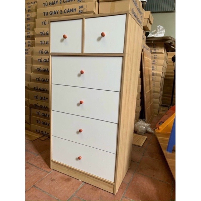 Tủ quần áo cho bé, tủ đựng quần áo gỗ MDF. Sản phẩm lắp ráp 5 tầng, 6 ngăn tủ