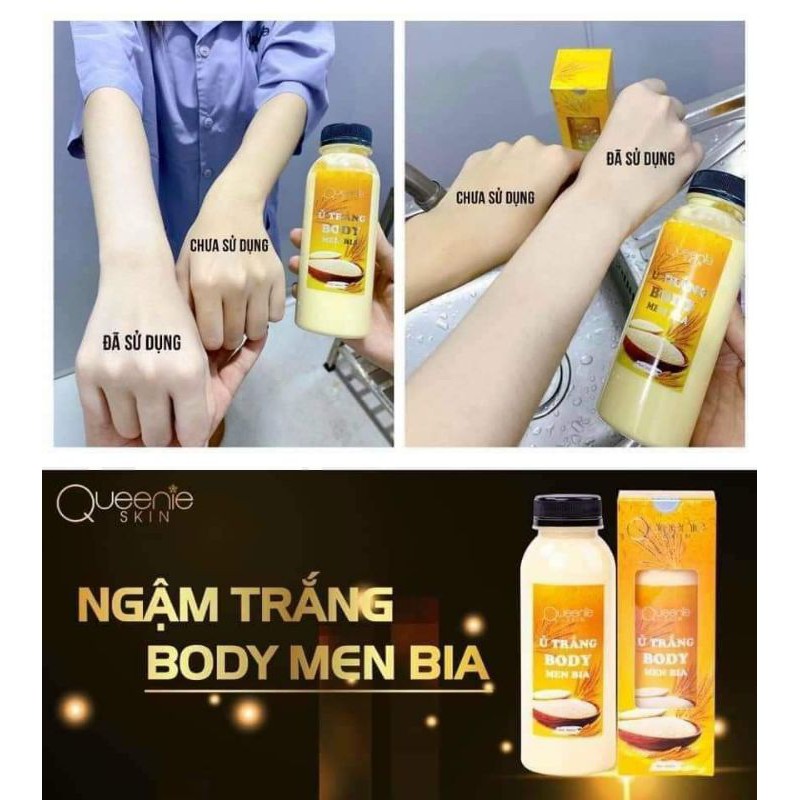 Ủ trắng body men bia mới an toàn cho da chính hãng giúp trắng da