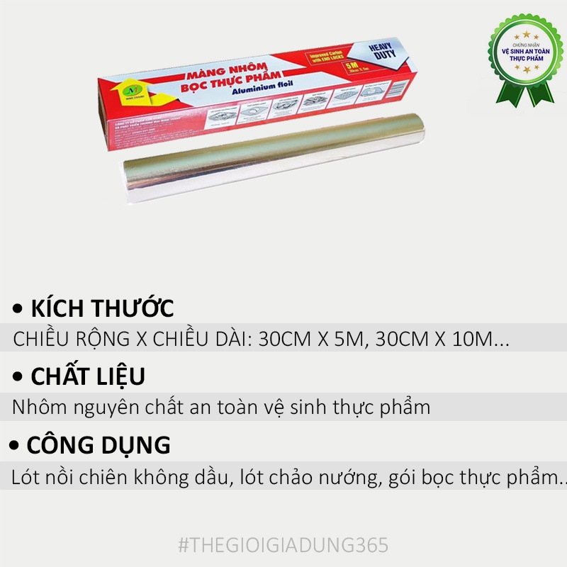 Giấy Bạc Nướng Thực Phẩm Lót Nồi Chiên Không Dầu Cuộn Lớn 5 MÉT, 10 MÉT Bọc Bảo Quản Thức Ăn Vệ Sinh Sạch Sẽ