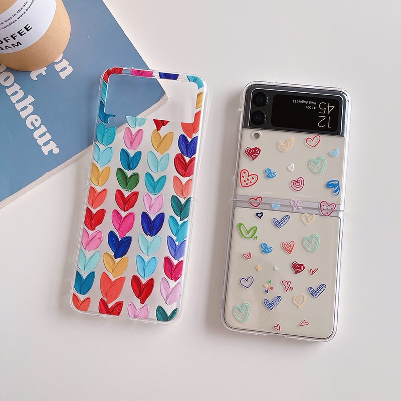 Ốp Điện Thoại Cứng Trong Suốt Chống Sốc Hình Trái Tim Cho Samsung Galaxy Z Flip 4 Z Flip 4 5G Z Flip 4 Zflip4 Z Flip 4