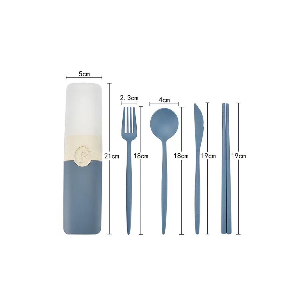 Bộ 4 Dụng Cụ Ăn Uống Muỗng Nĩa Đũa Chất Liệu Lúa Mạch Mang Đi Tiện Dụng