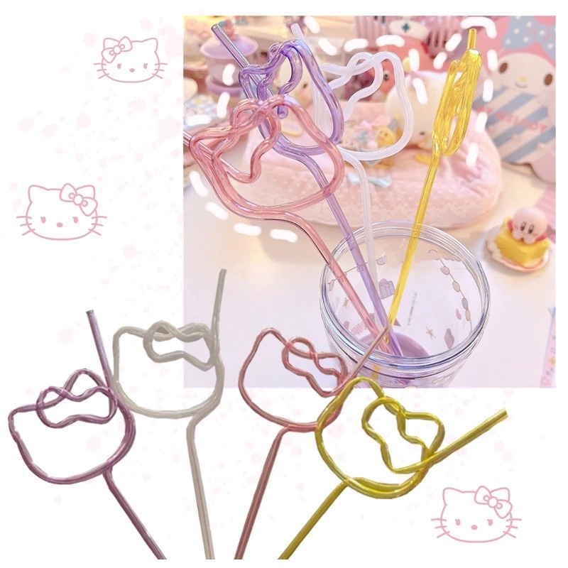 Ống Hút Hình Búp Bê Anime Kawaii Nhiều Màu Sắc Tái Sử Dụng Được Cho Trẻ Em/Trung Bar Tiệc Tùng