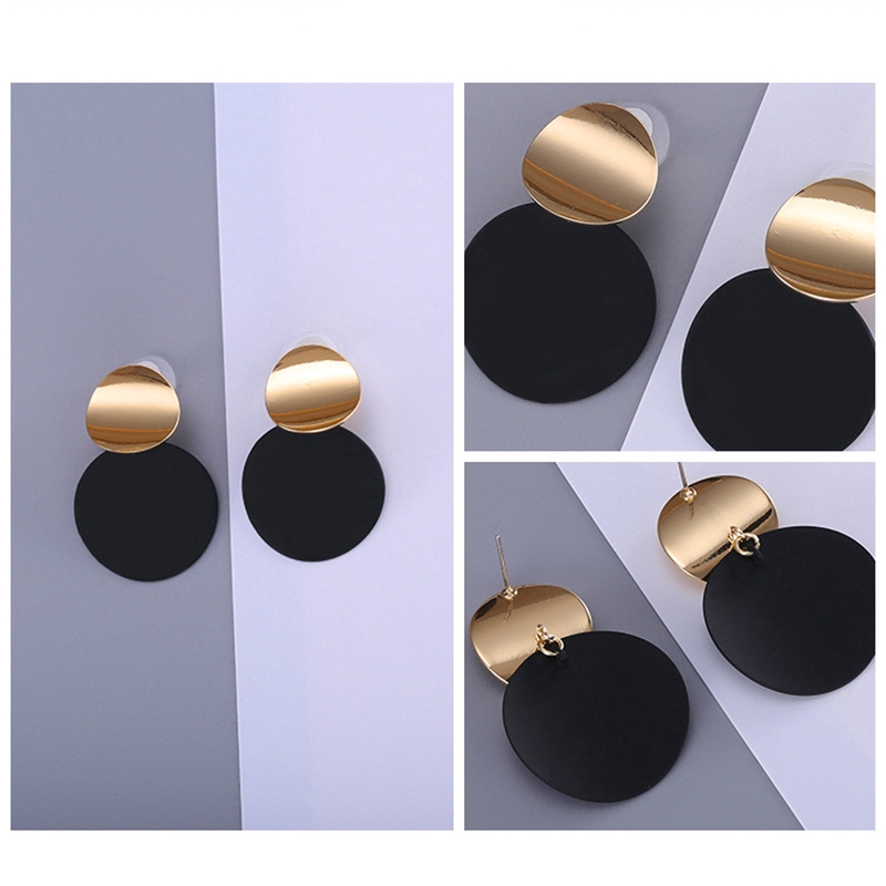 Đôi bông tai bằng kim loại hình tròn sáng tạo