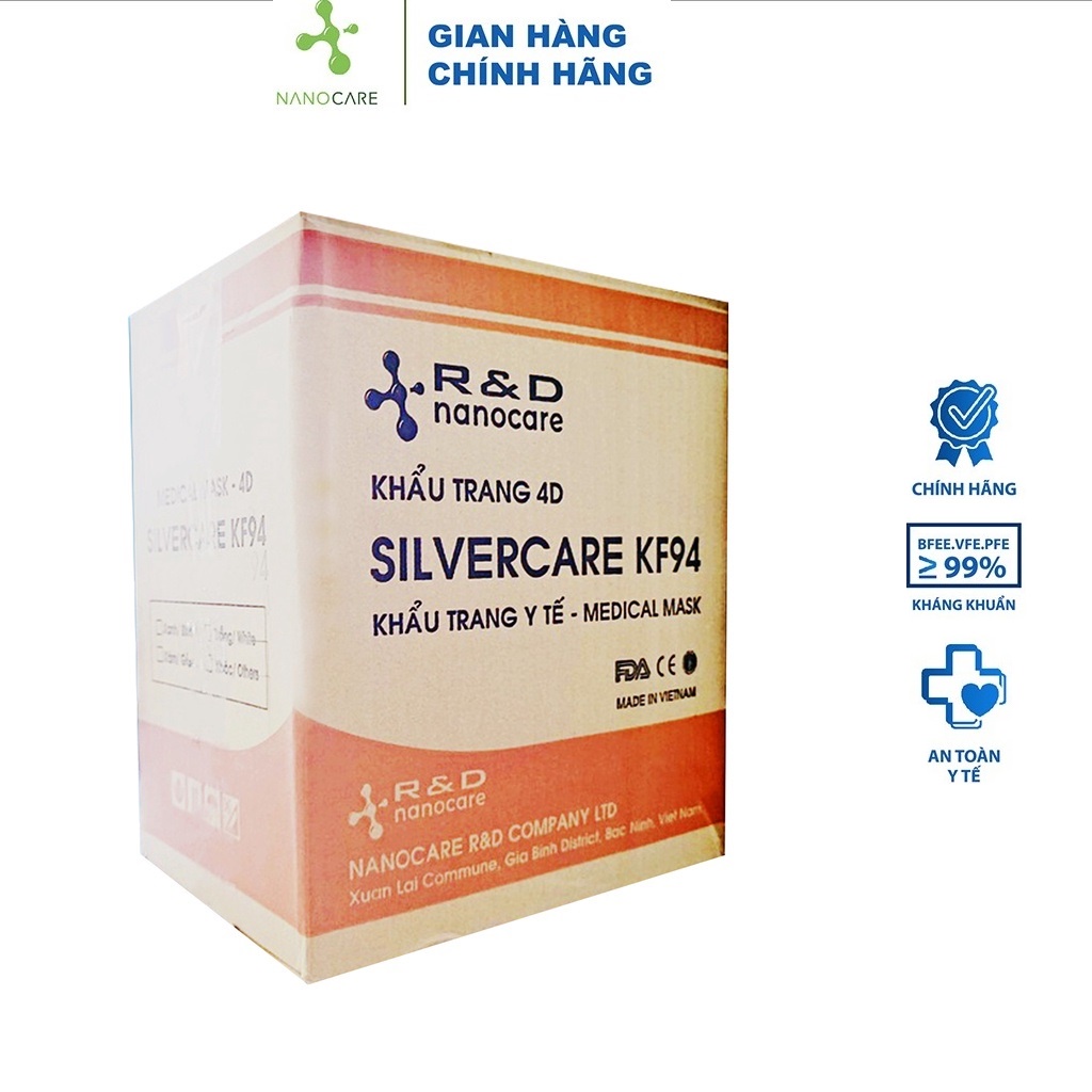 Khẩu trang kf94 4 lớp kháng khuẩn SILVERCARE - Hàng chính hãng Nanocare R&D