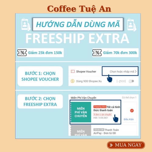 Cà phê hòa tan sữa dừa Tuệ An cafe capuchino vị dừa ngon | BigBuy360 - bigbuy360.vn