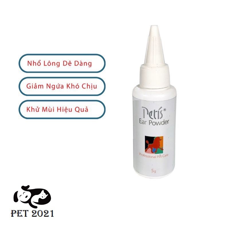 Bột Nhổ Lông Tai Petis Ear Powder Cho Chó Mèo Lọ 5g - PET 2021