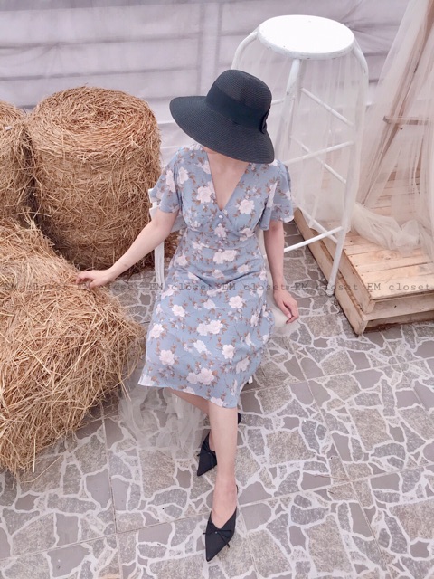 Đầm hoa nút bọc