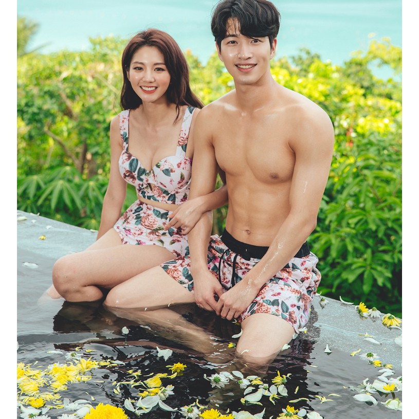 (Có sẵn, hình review) Đồ bơi Couple, đồ bơi cặp đôi Hàn Quốc 2020, đồ bơi nam, bikini 2 mảnh nữ