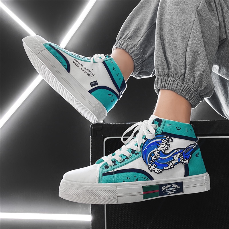 Giày thể thao canvas cổ cao size 35-44 họa tiết anime Demon Slayer cho cặp đôi