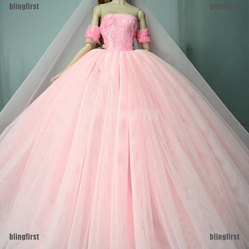 Bộ váy cưới với băng đô xinh xắn cho búp bê 11