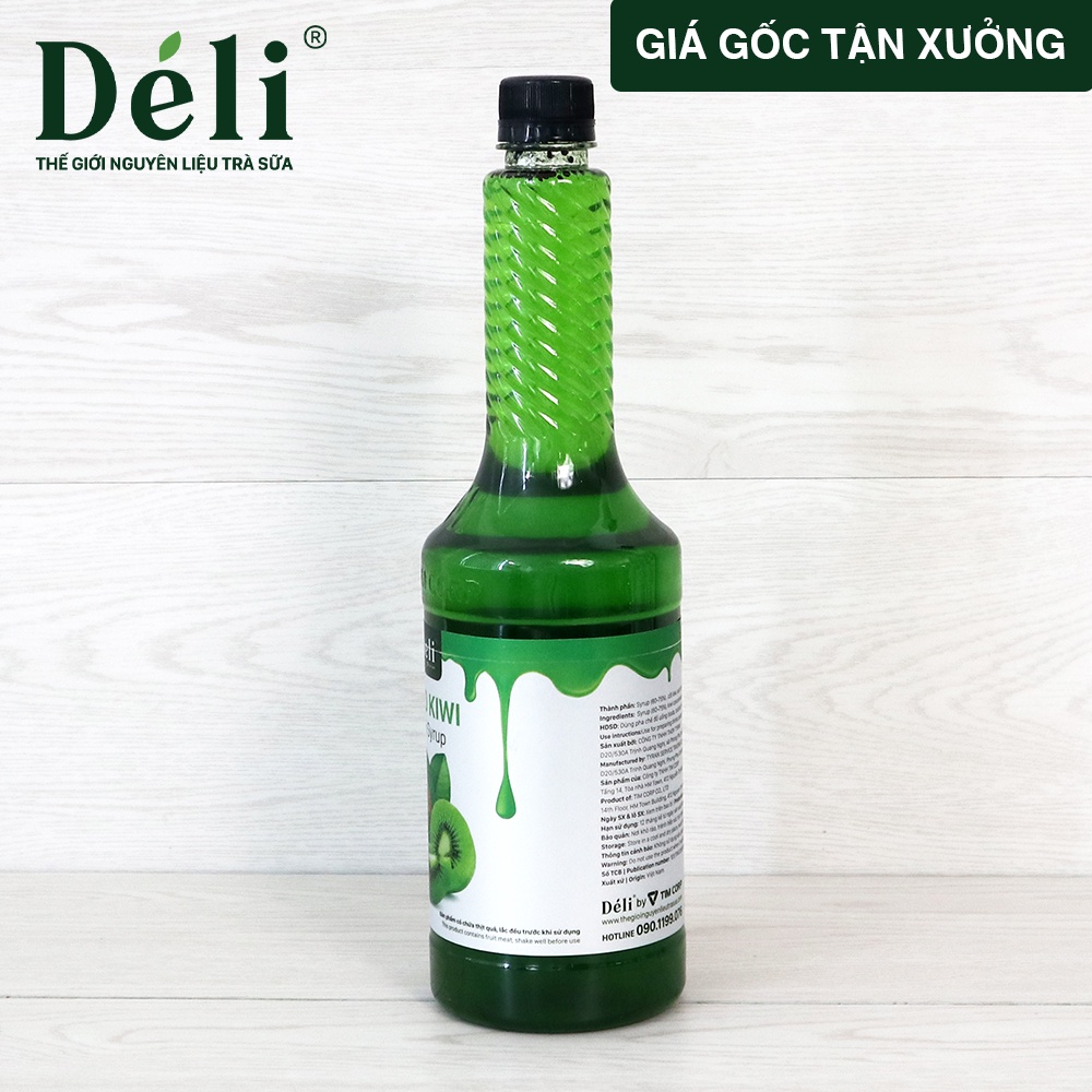 Siro Kiwi cao cấp Déli [Có 65% THỊT QUẢ] Sánh, Vị Ngọt tự nhiên (chai nhựa 1LÍT) thơm ngon, Nguyên liệu pha chế trà sữa