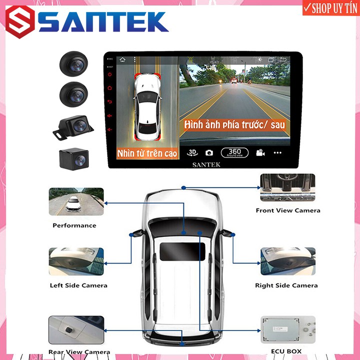 Bộ kết hợp màn hình DVD Android và Camera 360 độ chuẩn AHD dùng cho các loại ô tô - Hàng chính hãng (Bảo hành 12 tháng)