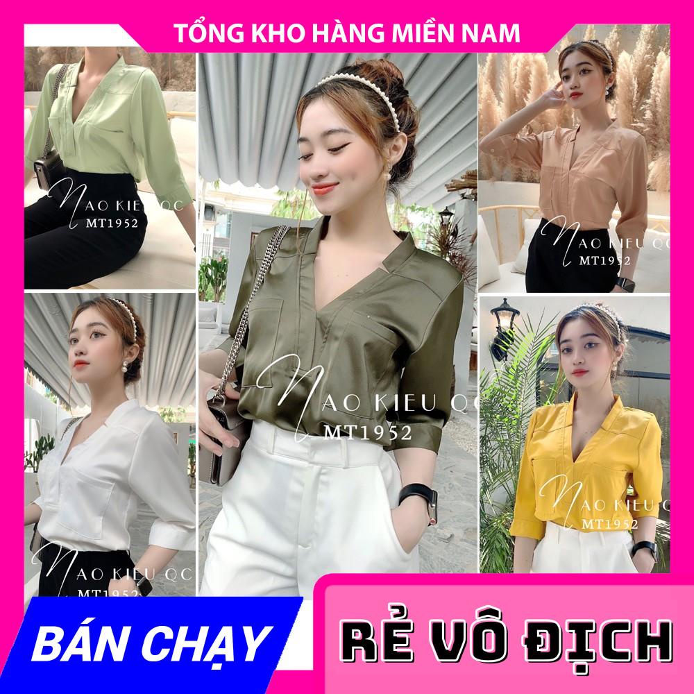 ÁO PHI LỤA CAO CẤP CỔ V TAY LỠ - ÁO CỔ V 2 TÚI CỰC XINH MT1952 ⚡HÀNG ĐẸP⚡ẢNH THẬT⚡ SƠ MI CÔNG SỞ