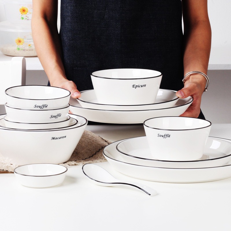 Bát ăn cơm, bát sứ trắng cao cấp, bộ bát đĩa phong cách Bắc âu, đồ dùng bàn ăn | BigBuy360 - bigbuy360.vn
