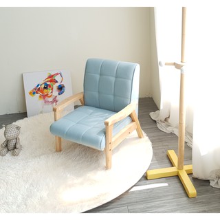 Ghế sofa tay gỗ trẻ em BNS8010-1P Ghế đơn Xanh dương nhạt
