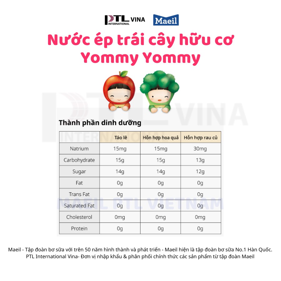 Nước ép trái cây hữu cơ Organic Maeil Yummy bổ sung dưỡng chất rau củ, chất sơ dành cho bé từ 6 tháng hộp 125ml