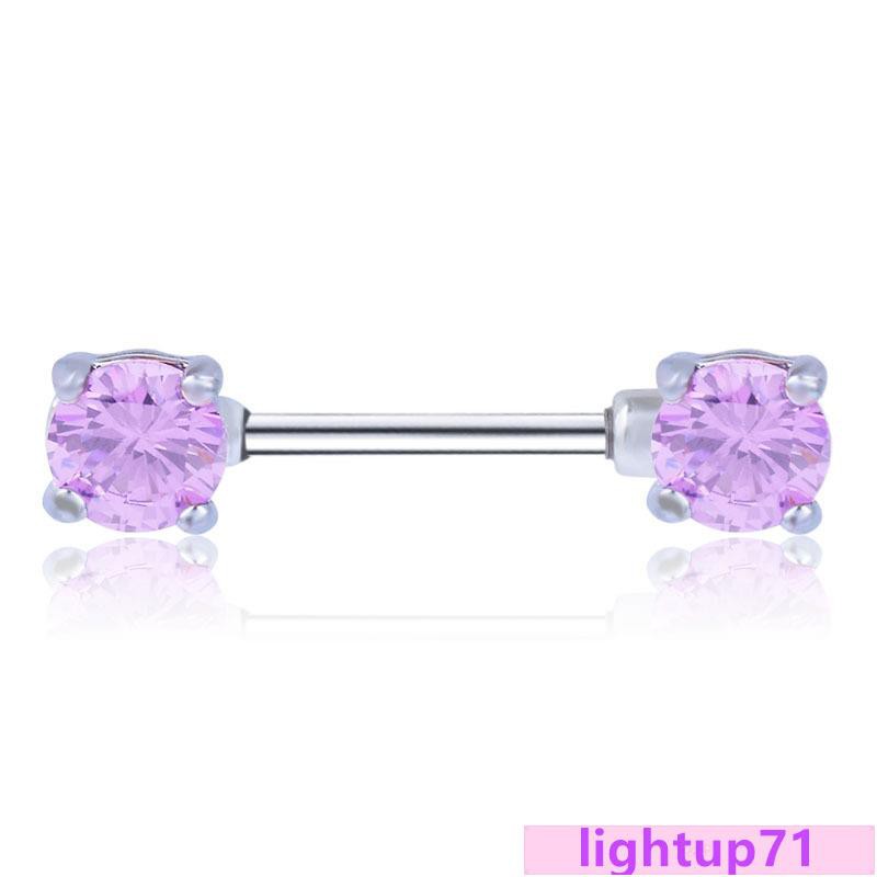 Khuyên Nhũ Hoa Đính Đá Zircon Màu Hồng Vàng 7 mm Thời Trang