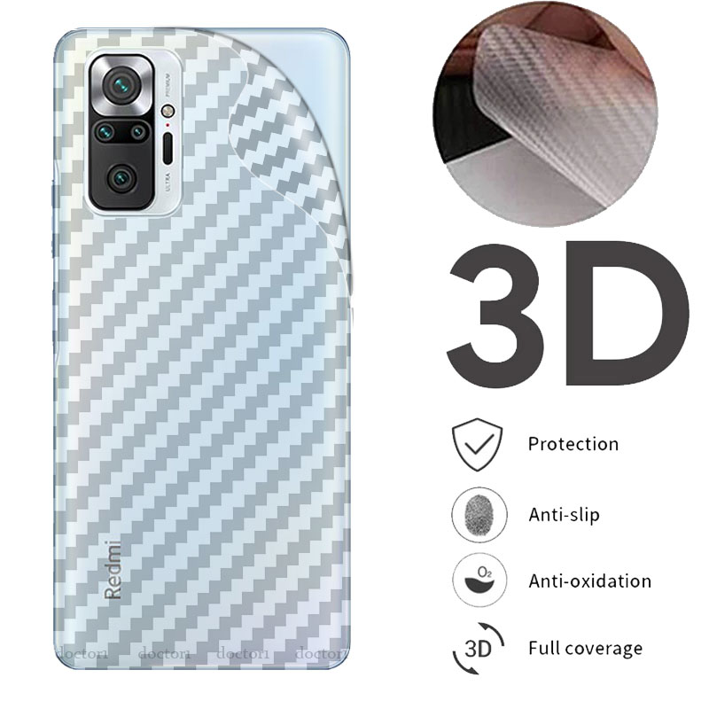 Dán mặt lưng điện thoại Carbon chống vân tay Cho Redmi Note 12 11 11s 10 10s 9s 8 Pro A2 Plus A1 9T 8A A2+ Pro+ 4G 5G 2023
