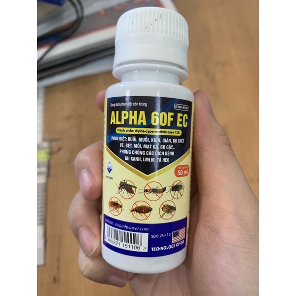 ALPHA 60F EC diệt muỗi, gián, bọ chét, mối 50ml