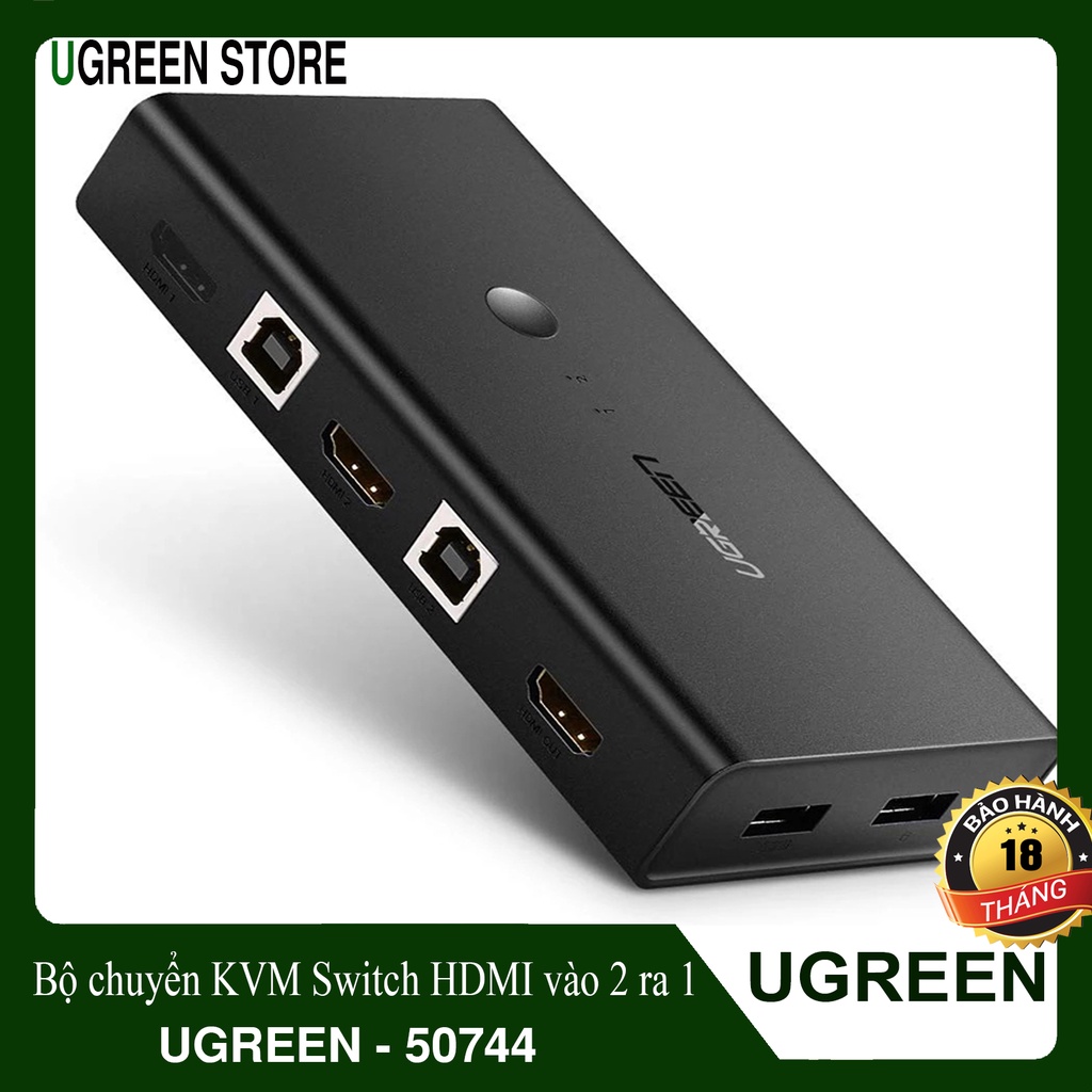 Bộ chuyển đổi KVM Switch cổng HDMI vào 2 ra 1 CAO CẤP l Hỗ trợ độ phân giải full HD 1080p l UGREEN 50744