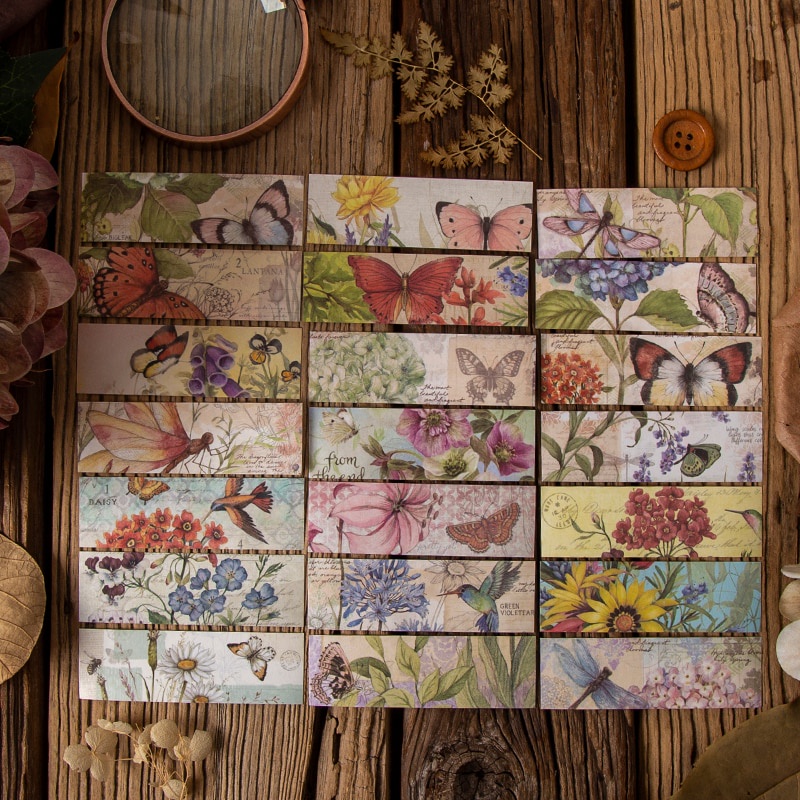 Set 50 Miếng Dán Trang Trí Sổ Tay Phong Cách Vintage