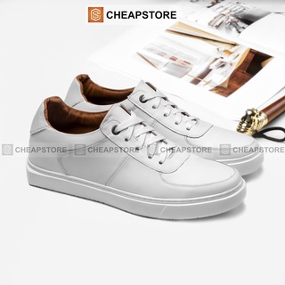 Giày da bò thể thao nam CHEAPSTORE CS464 Trắng - Giày da bò thể thao tăng chiều cao (bảo hành 24 tháng)