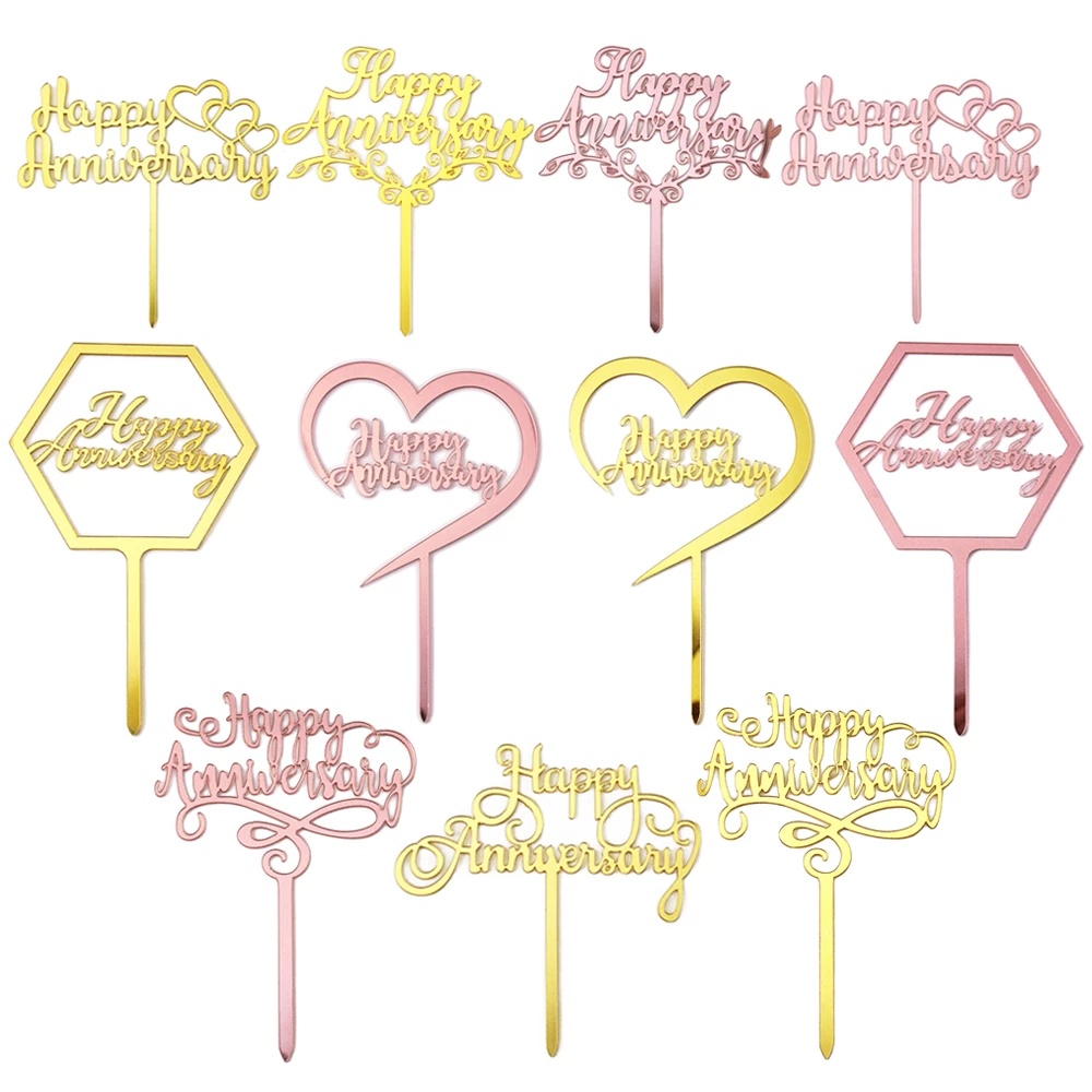 Hàng Mới Về Mới Chữ Happy Anniversary Bằng Acrylic Trang Trí Bánh Kem
