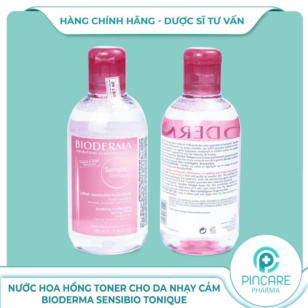 Nước hoa hồng toner cho da nhạy cảm Bioderma Sensibio Tonique 250ml - Hàng chính hãng - Nhà thuốc Pincare