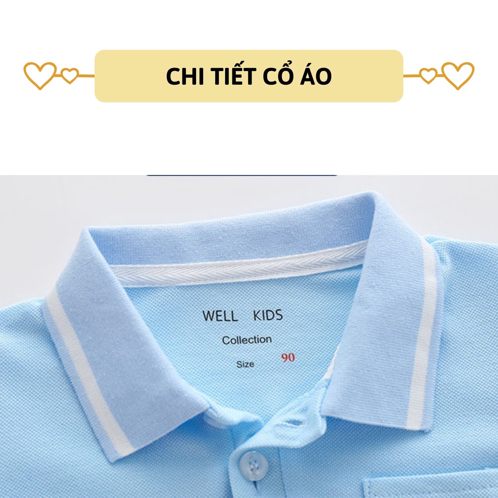 Áo Polo bé trai ngắn tay 27Kids WELLKIDS áo thun sơ mi cộc nam cho trẻ từ 2-8 tuổi BSPO4