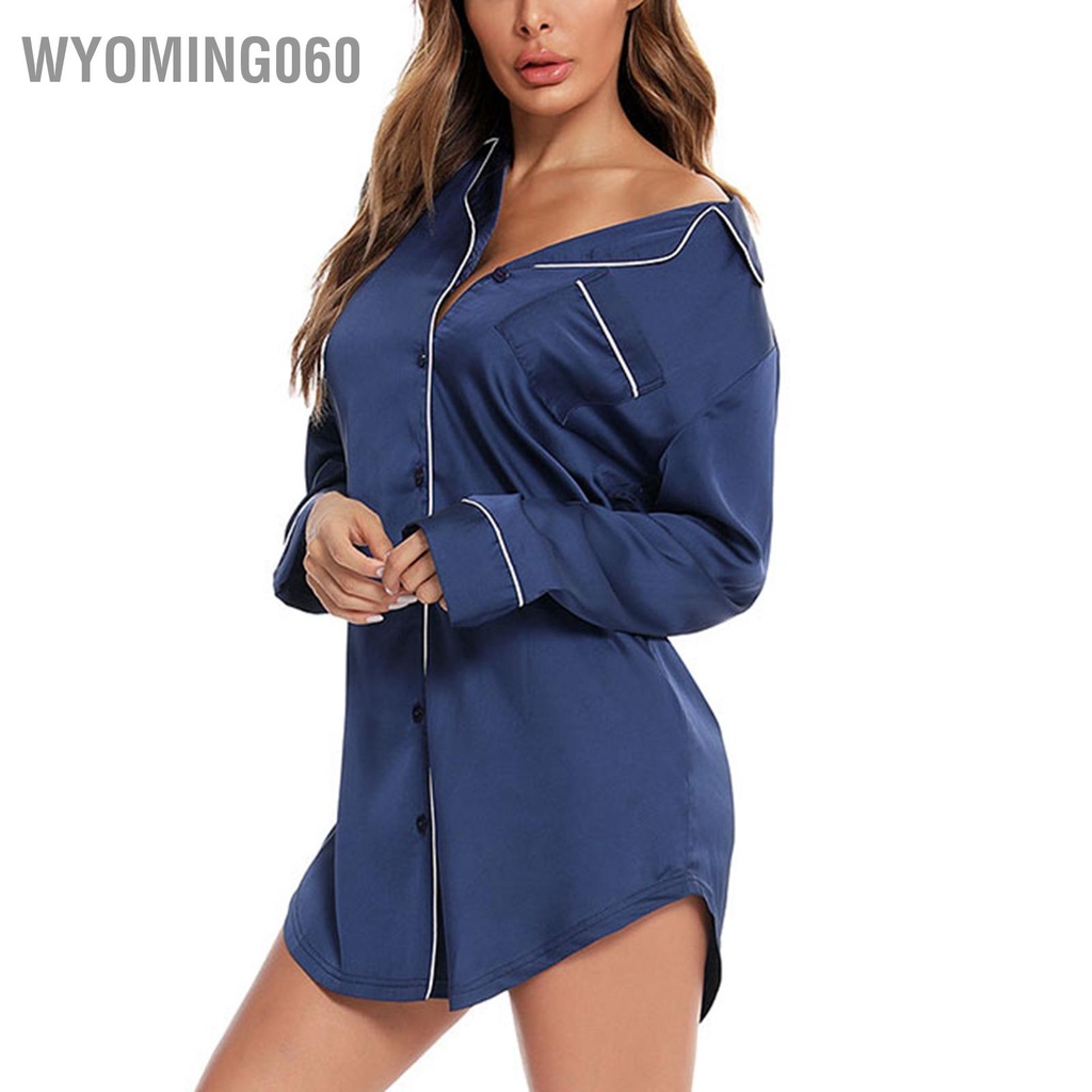 Áo Sơ Mi Ngủ Tay Dài Dáng Rộng Co Giãn Thoải Mái Thân Thiện Với Da Dành Cho Nữ