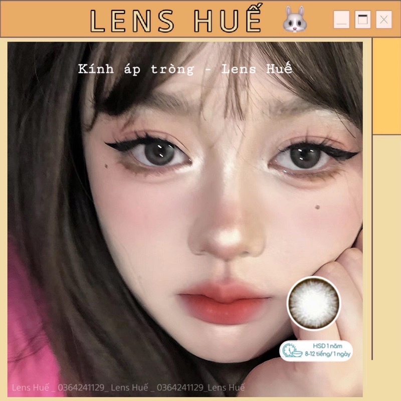 ✨ Kính áp tròng (lens) xám đen 14.5mm giãn vừa sử dụng 12 tháng - Lens Huế