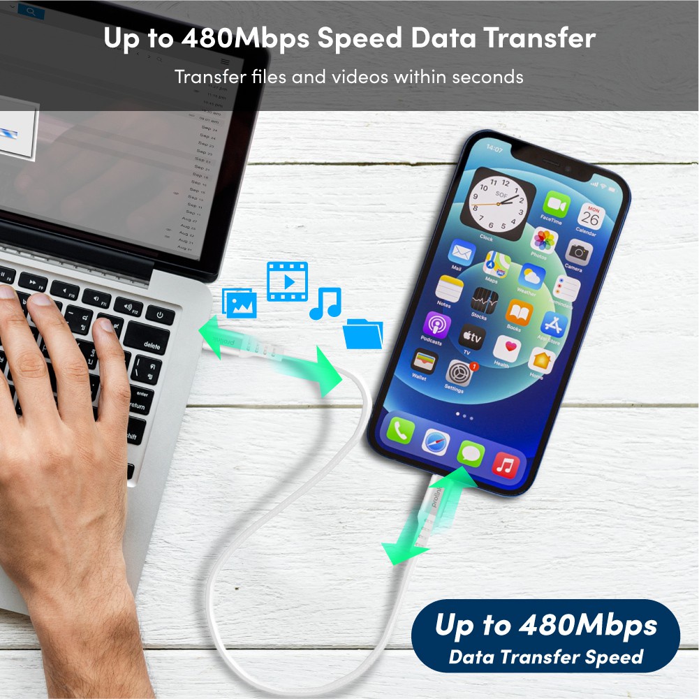 Dây sạc nhanh PROLiNK đa dạng kết nối, truyền dữ liệu 480Mbps, dùng cho Điện thoại iPhone, iPad, Macbook, Samsung