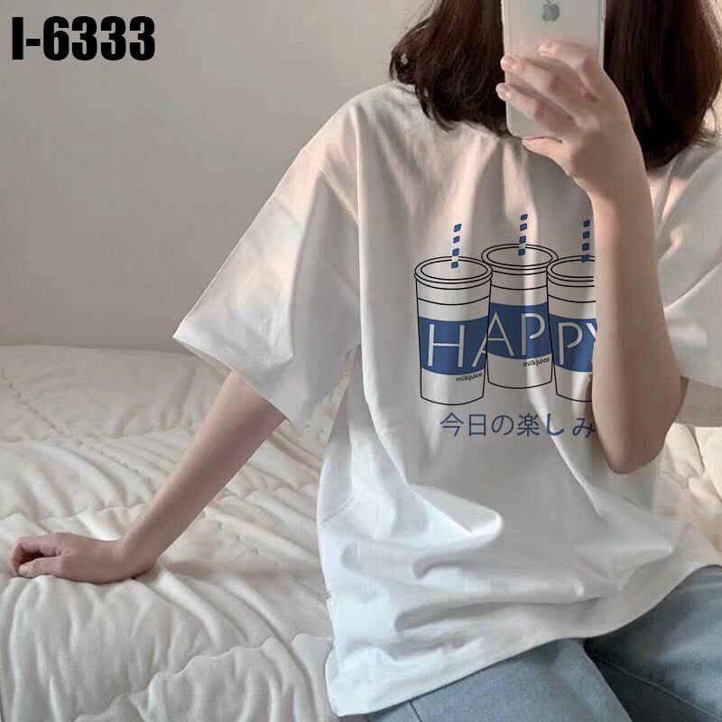 Áo Thun Nữ Unisex 3 Ly Nước HAPPY Tay lỡ form rộng