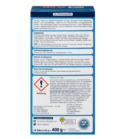 VIÊN TẨY BỒN CẦU HÀNG GIA DỤNG ĐỨC - DENKMIT, hộp 16 viên