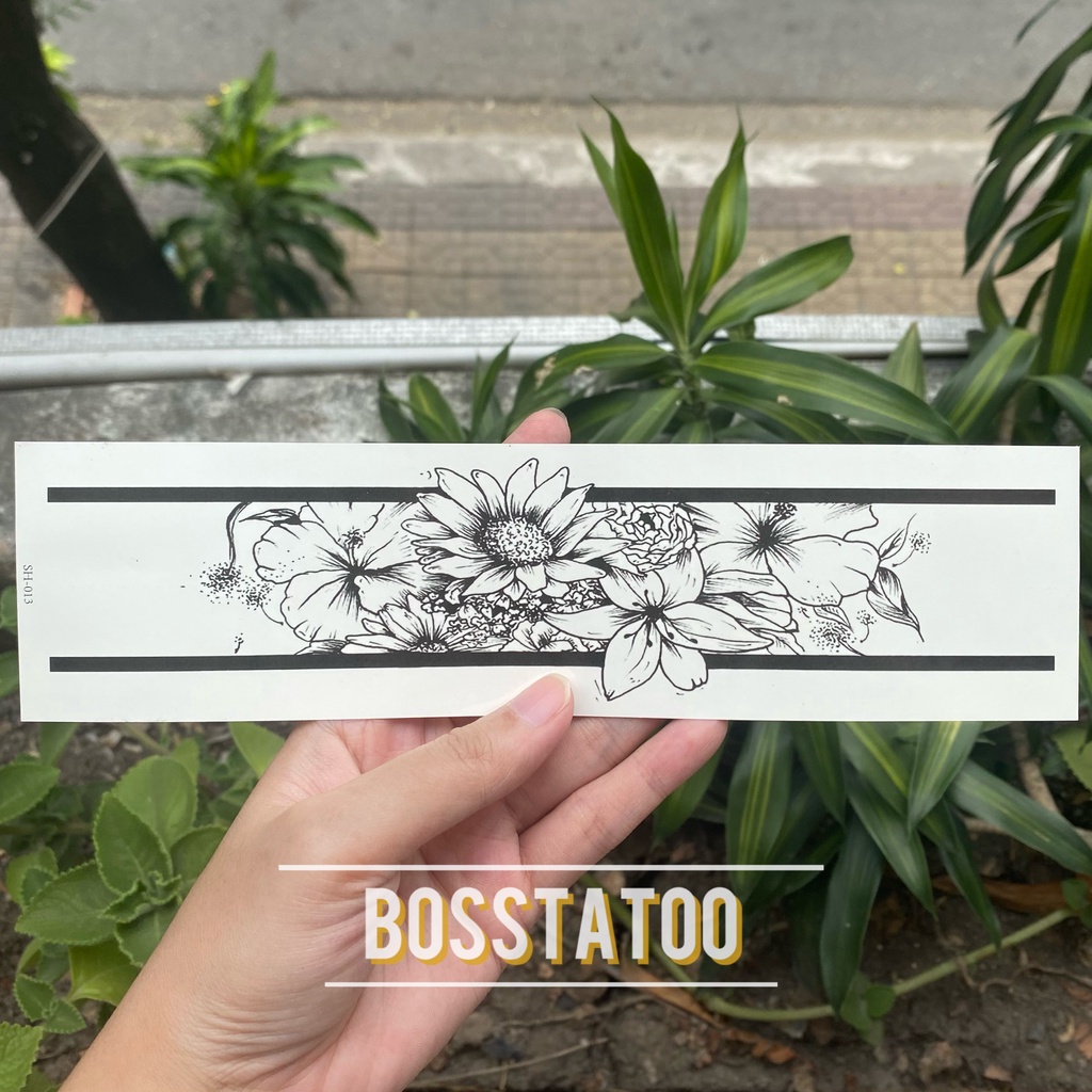 Hình xăm vòng tay cổ chân nam nữ đẹp, ấn tượng mẫu garden. Tatoo tạm thời size 23x6cm