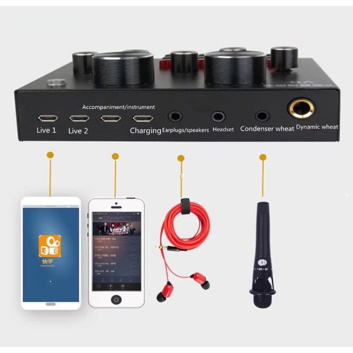 Soundcard V8 Autotune chuyên hát livestream có bluetooth HAI PHIÊN BẢN