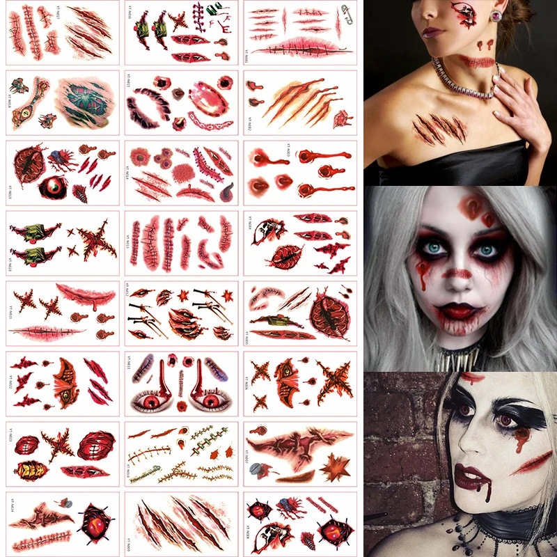 1 Tấm Hình Xăm Dán Vết Máu Giả Hóa Trang Halloween