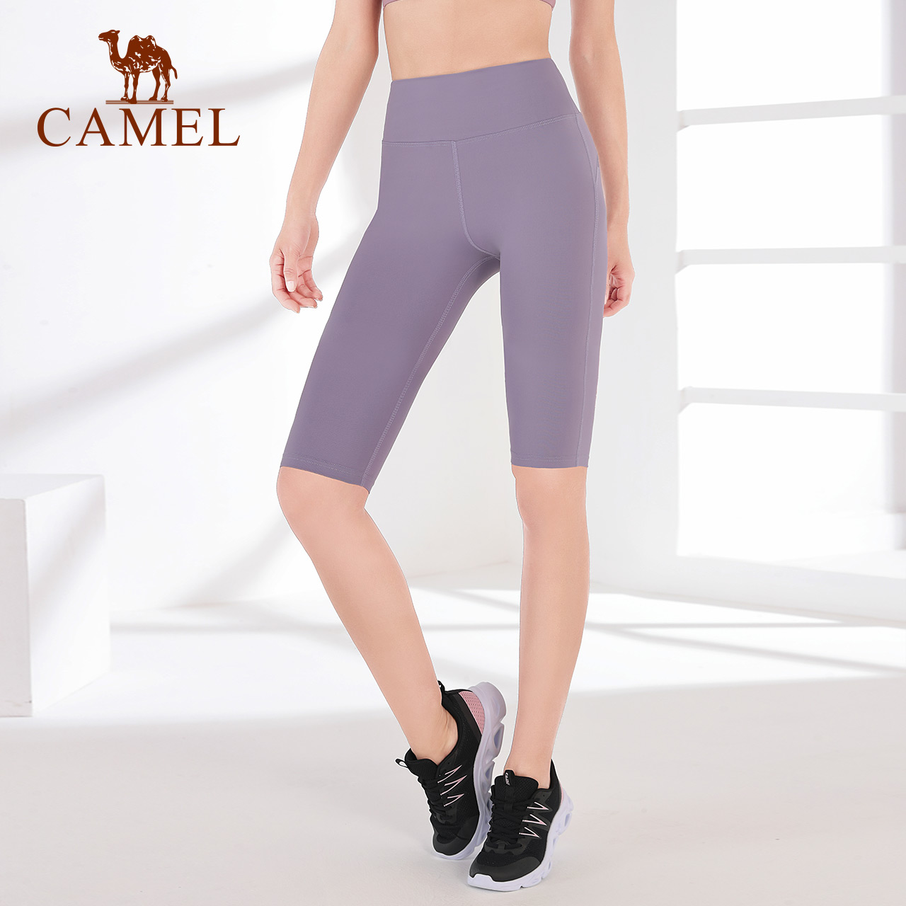 Quần thun CAMEL dài năm tấc mỏng ôm dáng phong cách đơn giản cho nữ