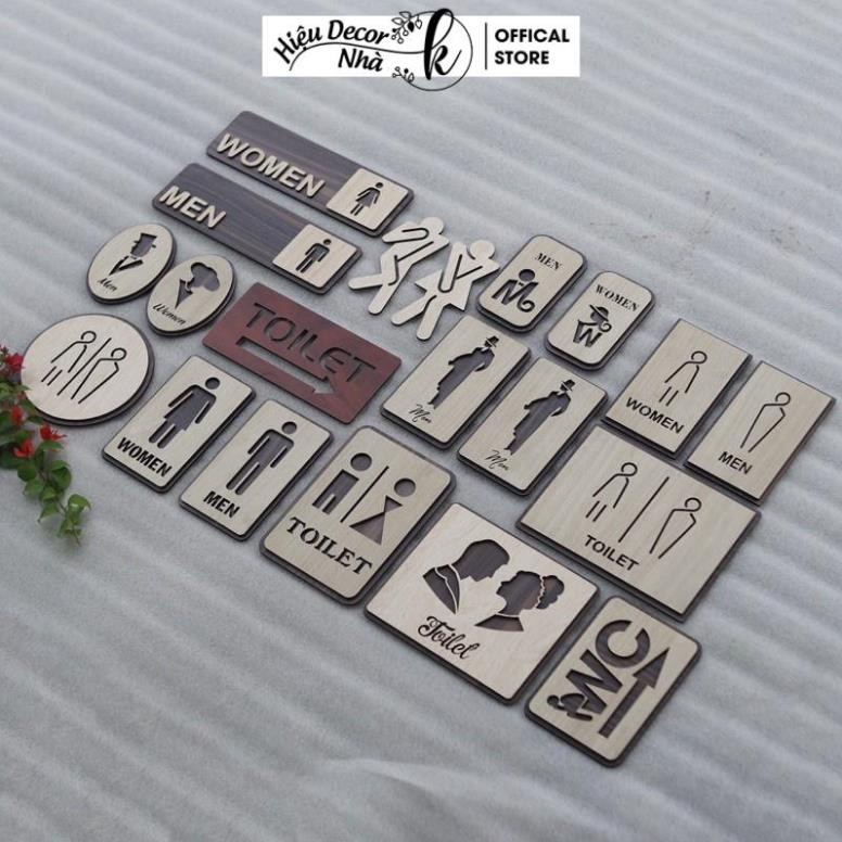 Bảng WC Toilet Vintage Decor Bằng Gỗ, Chỉ Hướng Nhà Vệ Sinh, Nam Nữ Resroom - Hiệu Nhà K