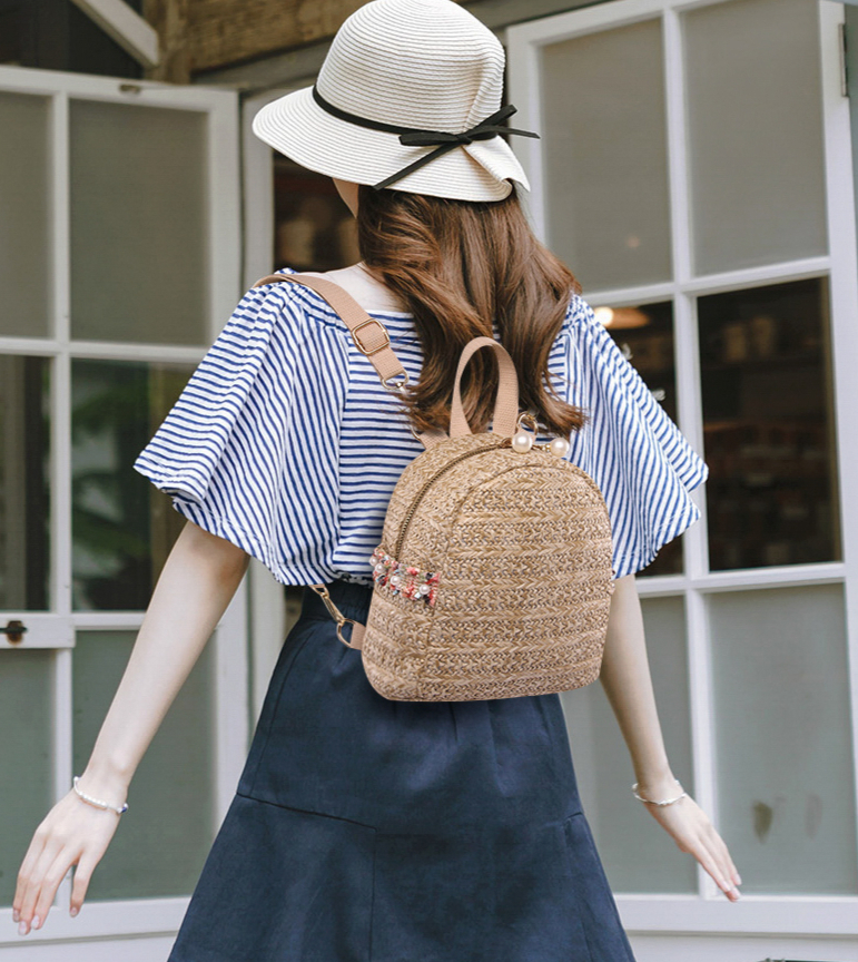 Hàng Có Sẵn Ba Lô Đan Mây Mini Phong Cách Hàn Quốc Cho Nữ