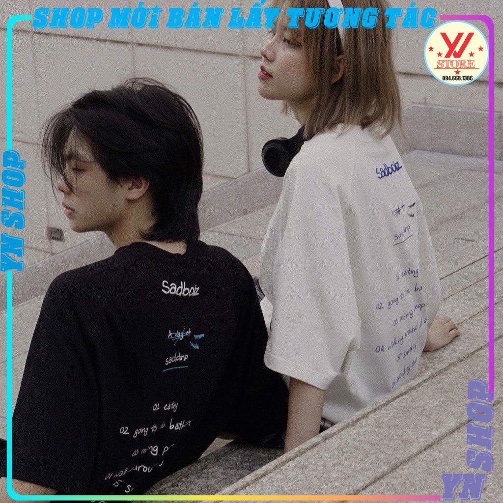 Áo thun tay lỡ sadboiz SADDINO form rộng unisex nam nữ (LOGO K THÊU) YNSHOP