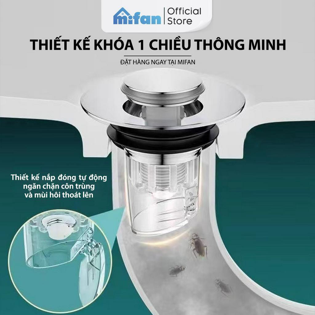 Nút chặn lỗ thoát nước bồn rửa mặt nhà tắm cao cấp Mifan - Ngăn mùi hôi, gián, côn trùng, chắn rác chống tắc đường ống