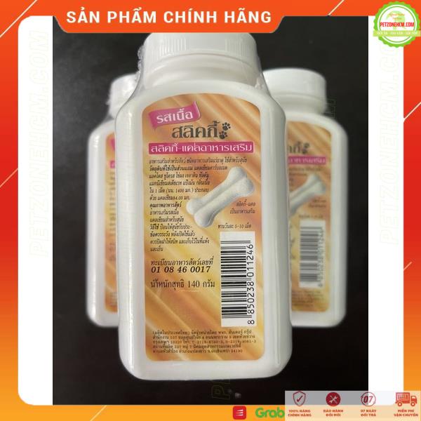Hộp Canxi cho chó mèo Sleeky Calc Supplement 140g ⚜️ FREESHIP ⚜️ vị thịt bò hộp 100 viên sản xuất tại Thái Lan