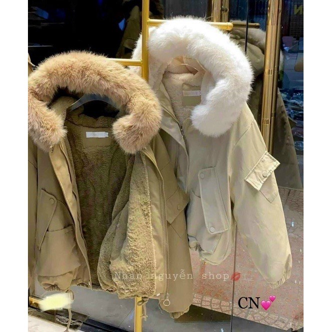 Áo Khoác Nữ PAKA Hàng Cao Cấp Lót Lông Nâu