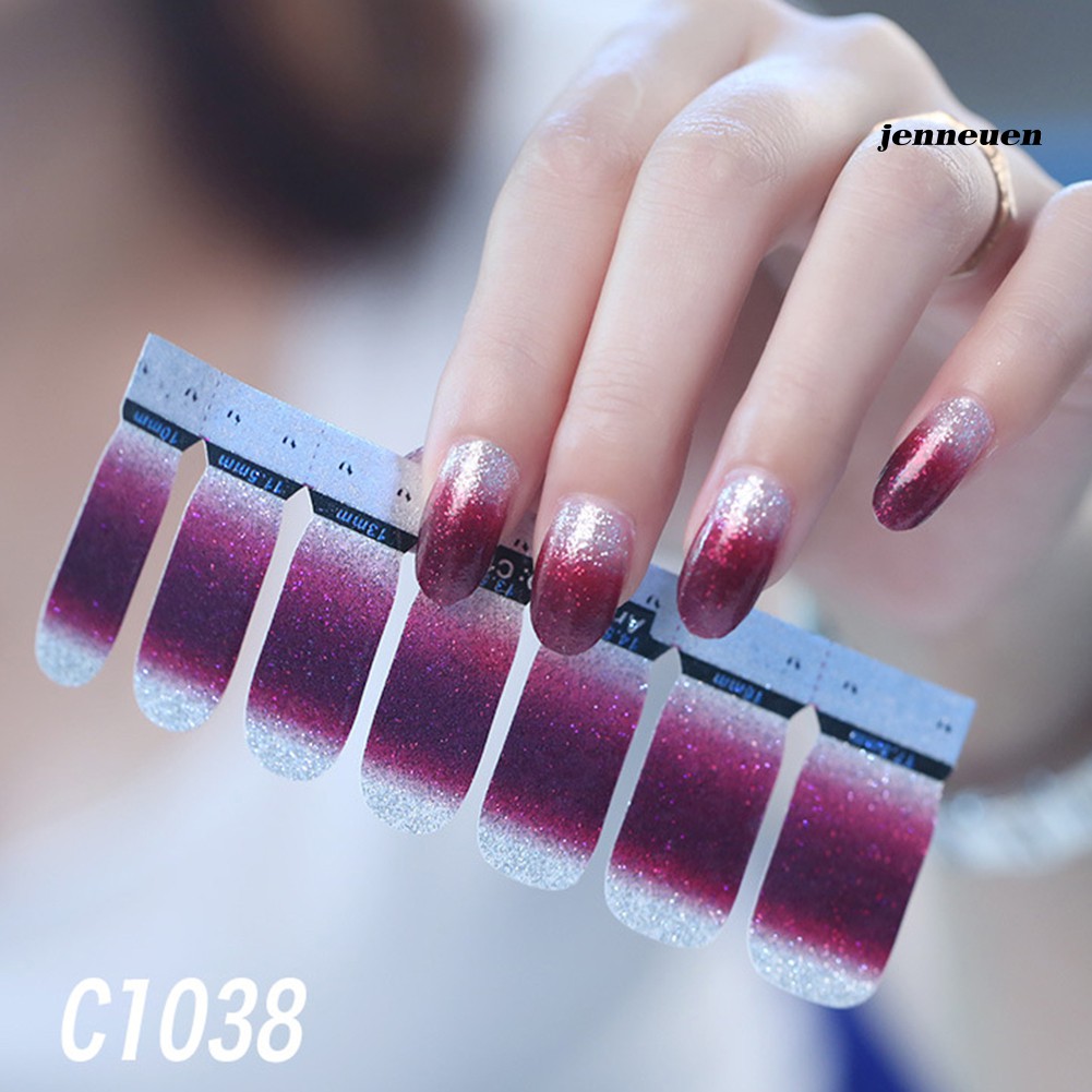 [Hàng mới về] Tờ 14 Miếng Dán Móng Tay Màu Gradient Lấp Lánh Chống Thấm Nước