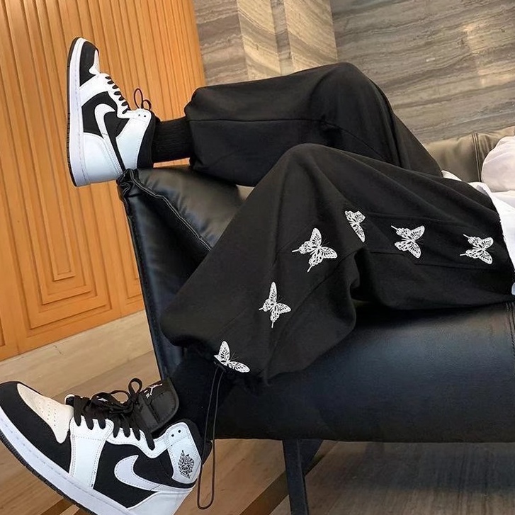 Quần Thể Thao Ống Rộng In Hình Bướm Thời Trang Hàn Quốc Dành Cho Nam Size S-3xl