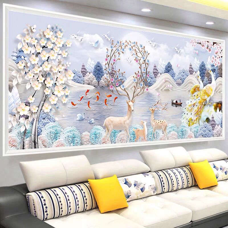 Tranh gắn đá đính kín toàn bộ Hưu Tài Lộc